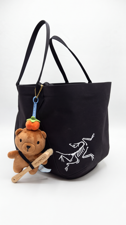 Peb Plush Bag Charm + Brush