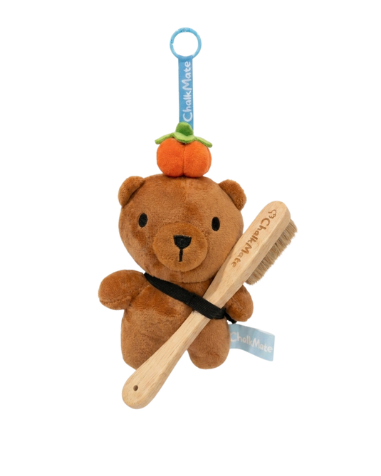 Peb Plush Bag Charm + Brush
